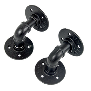 Industrial Black Iron Pipe Bracket Wall Mounted Floating Shelf - Set of 2 V63-835481