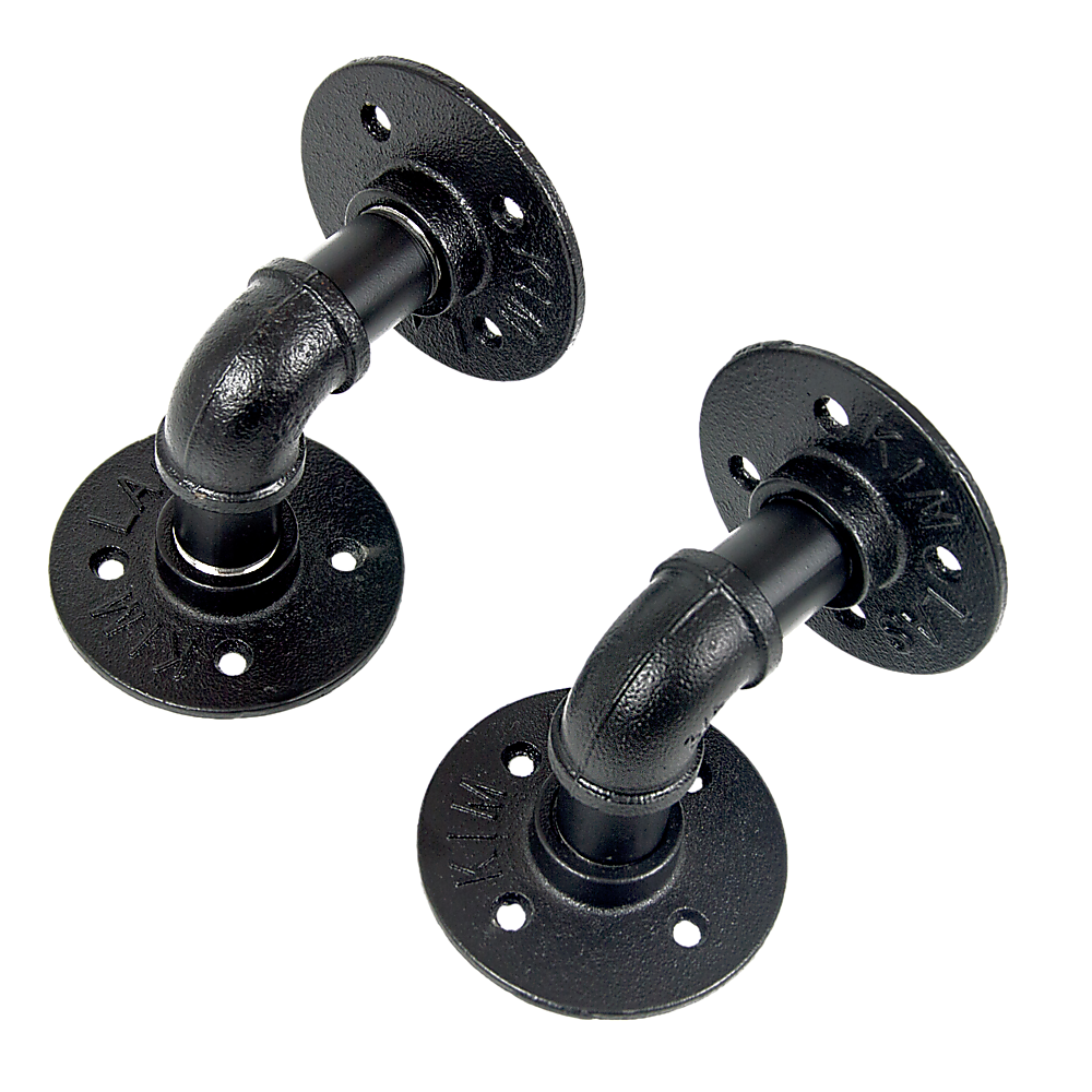 Industrial Black Iron Pipe Bracket Wall Mounted Floating Shelf - Set of 2 V63-835481