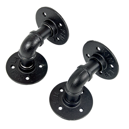 Industrial Black Iron Pipe Bracket Wall Mounted Floating Shelf - Set of 2 V63-835481