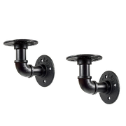 Industrial Black Iron Pipe Bracket Wall Mounted Floating Shelf - Set of 2 V63-835481