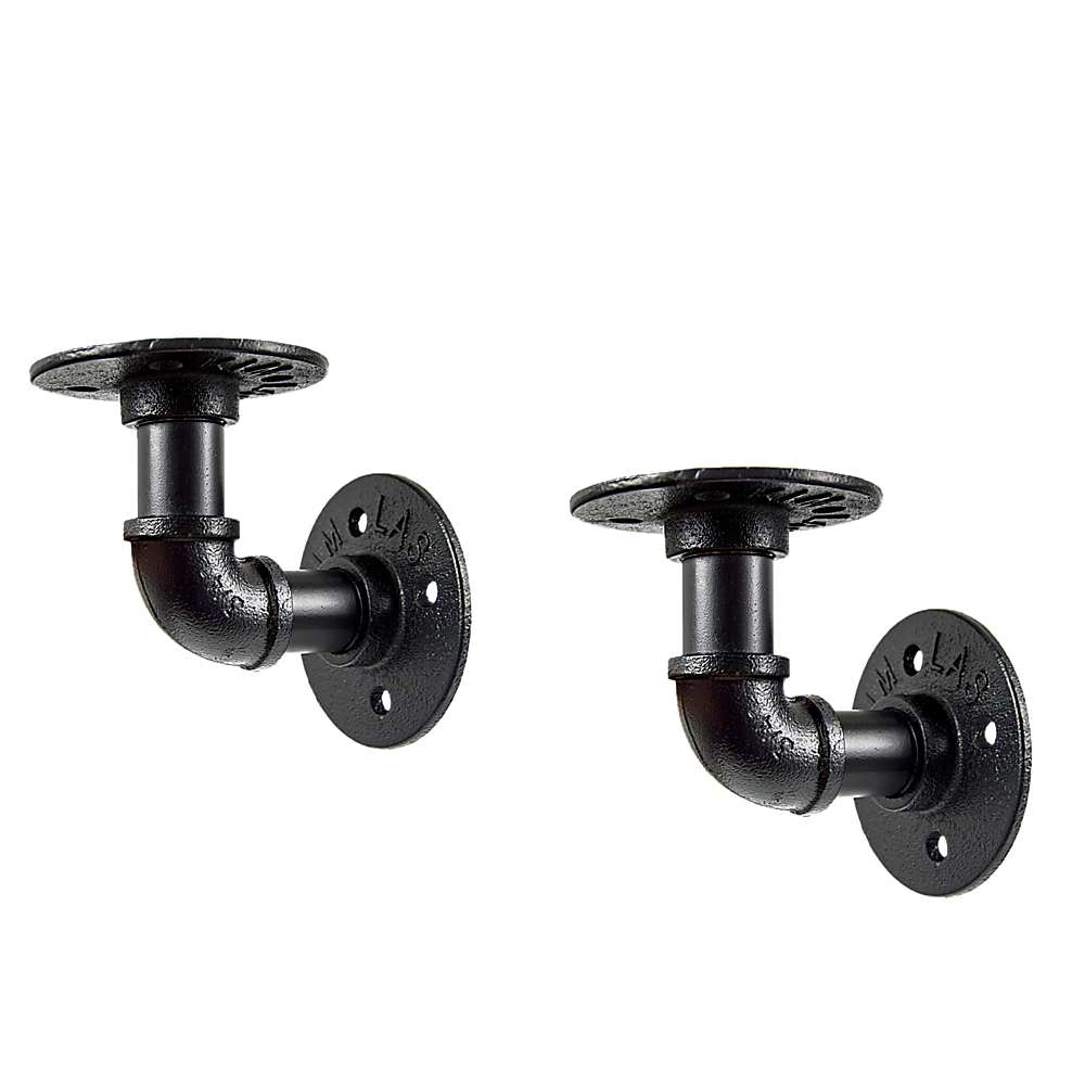 Industrial Black Iron Pipe Bracket Wall Mounted Floating Shelf - Set of 2 V63-835481
