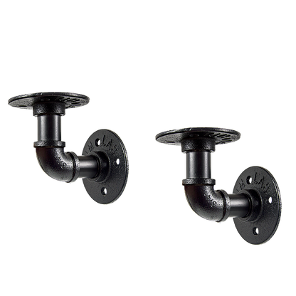 Industrial Black Iron Pipe Bracket Wall Mounted Floating Shelf - Set of 2 V63-835481