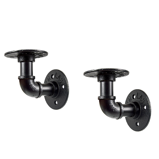 Industrial Black Iron Pipe Bracket Wall Mounted Floating Shelf - Set of 2 V63-835481