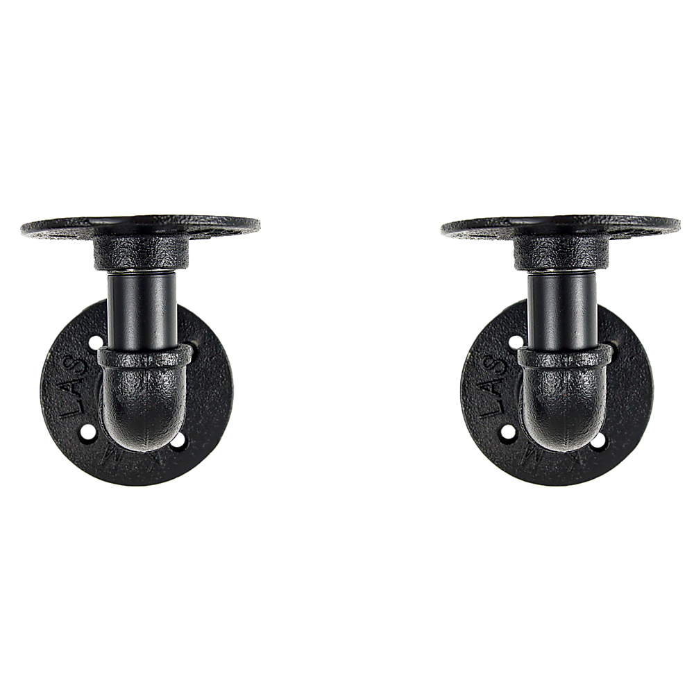 Industrial Black Iron Pipe Bracket Wall Mounted Floating Shelf - Set of 2 V63-835481