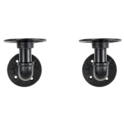 Industrial Black Iron Pipe Bracket Wall Mounted Floating Shelf - Set of 2 V63-835481
