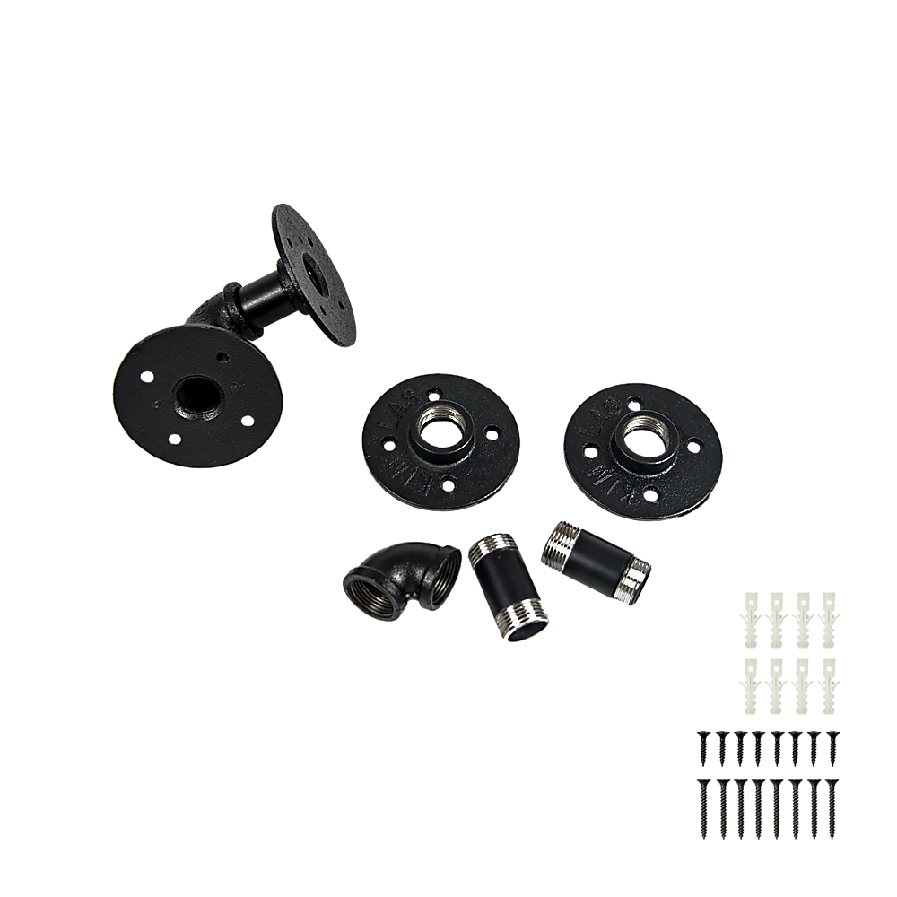 Industrial Black Iron Pipe Bracket Wall Mounted Floating Shelf - Set of 2 V63-835481