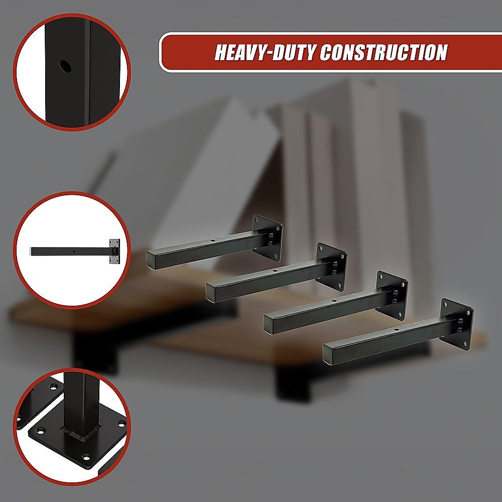 20cm Floating Shelf Brackets Industrial Metal Shelving Supports 4-Pack V63-835491