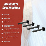 20cm Floating Shelf Brackets Industrial Metal Shelving Supports 4-Pack V63-835491