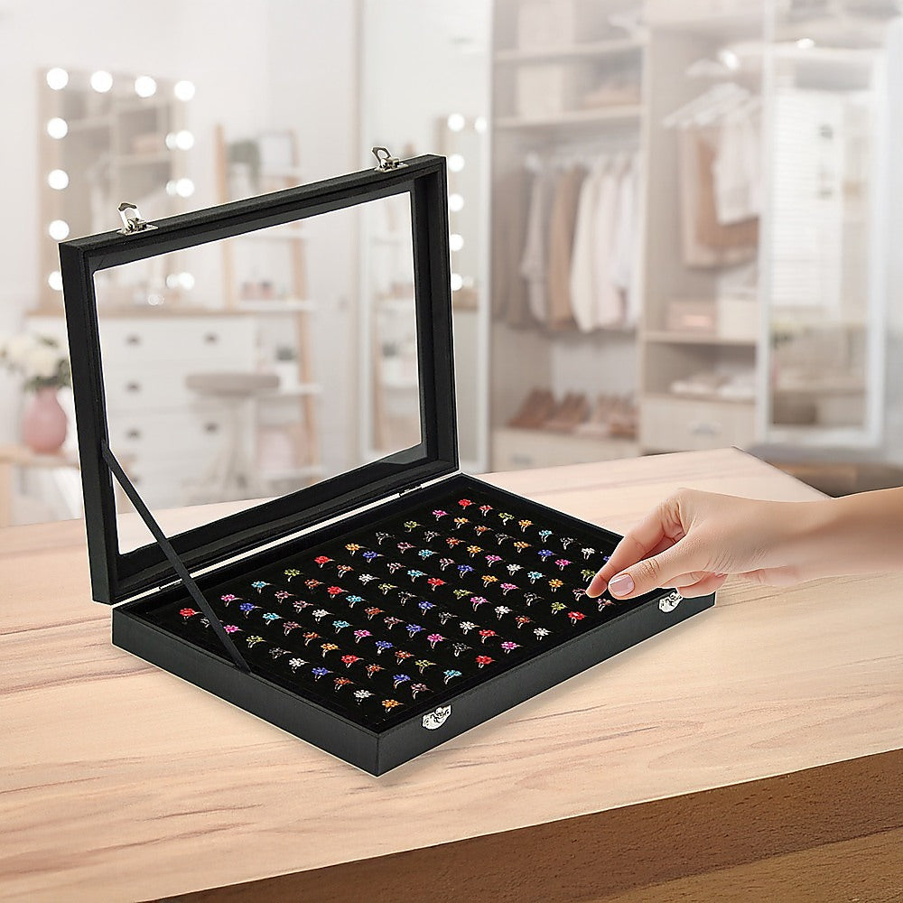 100 Slot Earring Ring Holder Jewellery Necklace Display Storage Gift Box Showcase For Organised Collection V63-835501