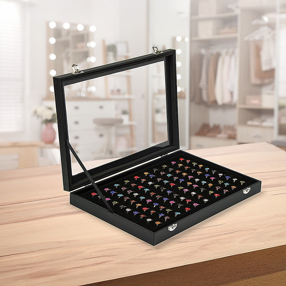 100 Slot Earring Ring Holder Jewellery Necklace Display Storage Gift Box Showcase For Organised Collection V63-835501
