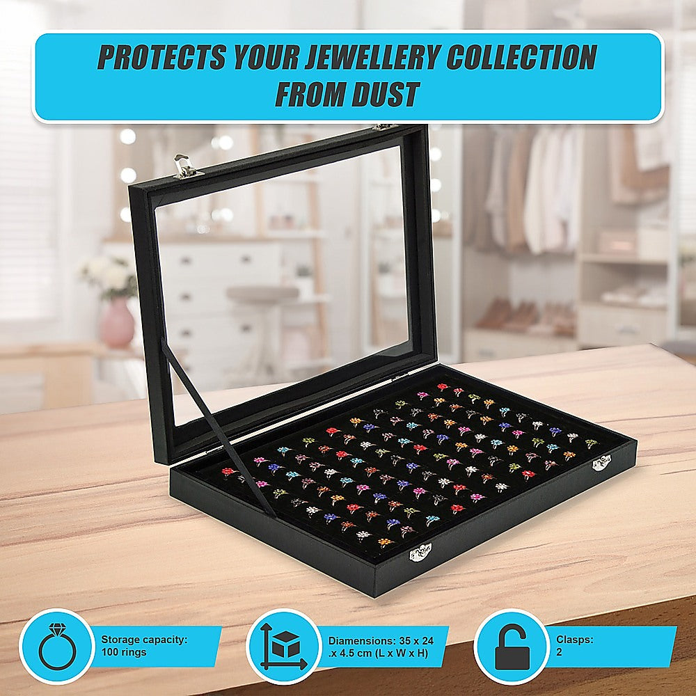 100 Slot Earring Ring Holder Jewellery Necklace Display Storage Gift Box Showcase For Organised Collection V63-835501