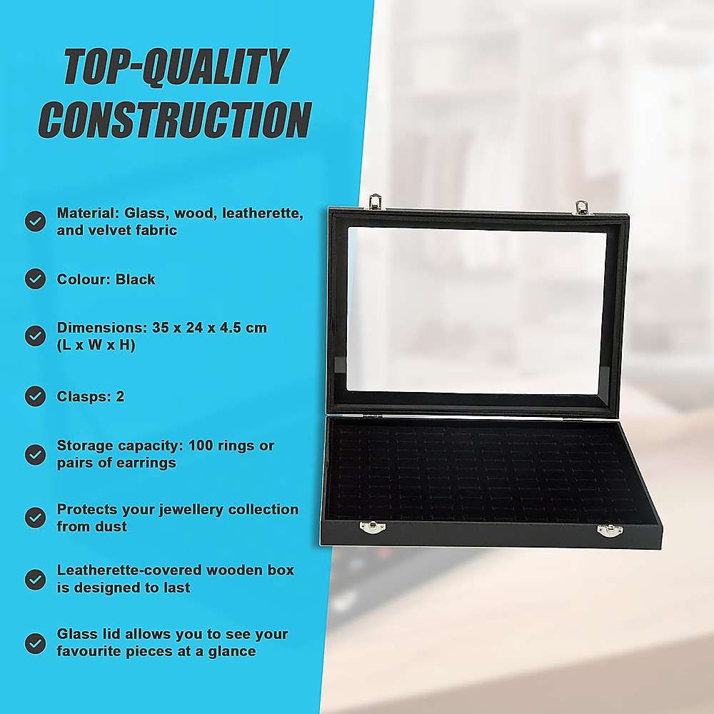 100 Slot Earring Ring Holder Jewellery Necklace Display Storage Gift Box Showcase For Organised Collection V63-835501
