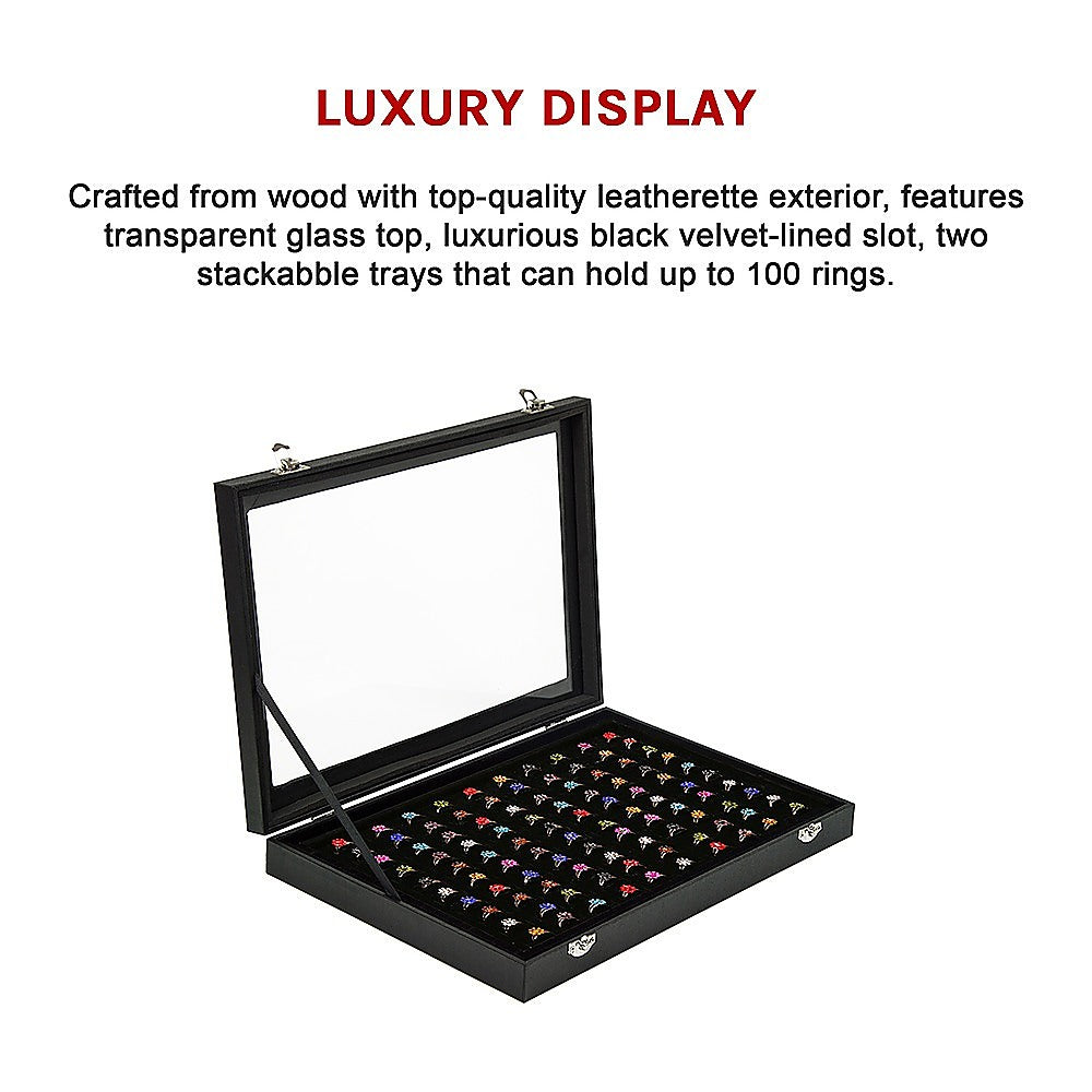 100 Slot Earring Ring Holder Jewellery Necklace Display Storage Gift Box Showcase For Organised Collection V63-835501