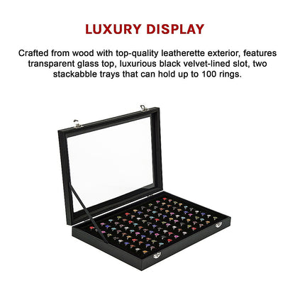 100 Slot Earring Ring Holder Jewellery Necklace Display Storage Gift Box Showcase For Organised Collection V63-835501
