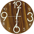 Glow In Dark Wall Clock Luminous Quartz Quiet Wooden Home Decor 30cm V63-835511