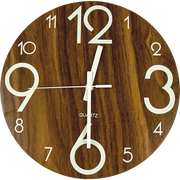 Glow In Dark Wall Clock Luminous Quartz Quiet Wooden Home Decor 30cm V63-835511