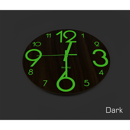 Glow In Dark Wall Clock Luminous Quartz Quiet Wooden Home Decor 30cm V63-835511