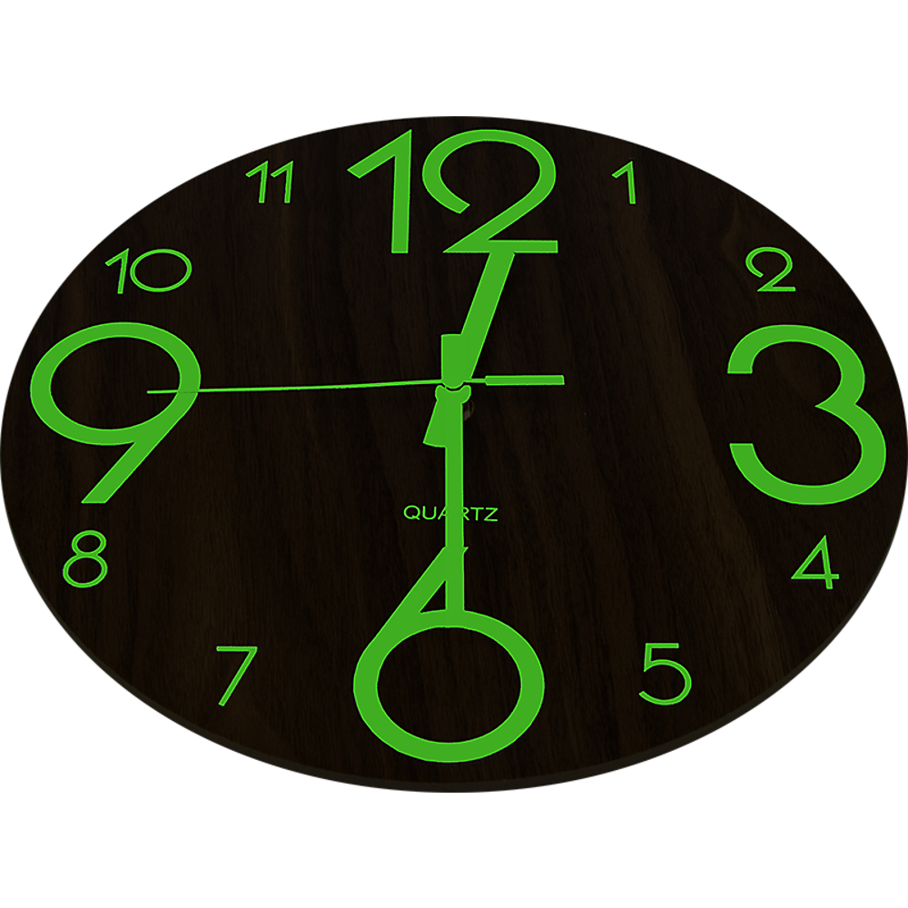 Glow In Dark Wall Clock Luminous Quartz Quiet Wooden Home Decor 30cm V63-835511