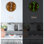 Glow In Dark Wall Clock Luminous Quartz Quiet Wooden Home Decor 30cm V63-835511