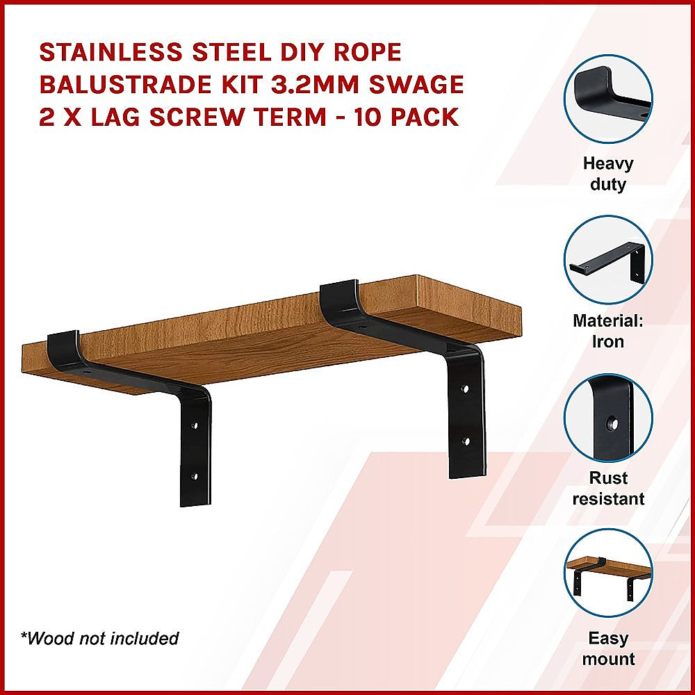 Floating Wall Shelf Brackets Heavy Duty Rustic Industrial 4-Pack V63-835521