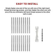 Stainless Steel DIY Rope Balustrade Kit 3.2mm Swage 2 x Lag Screw Term - 10 pack V63-835531