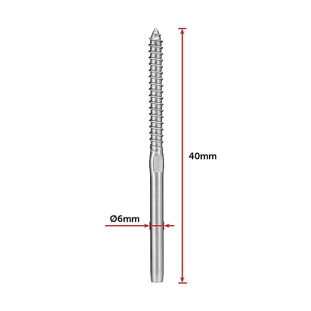 Stainless Steel DIY Rope Balustrade Kit 3.2mm Swage 2 x Lag Screw Term - 10 pack V63-835531