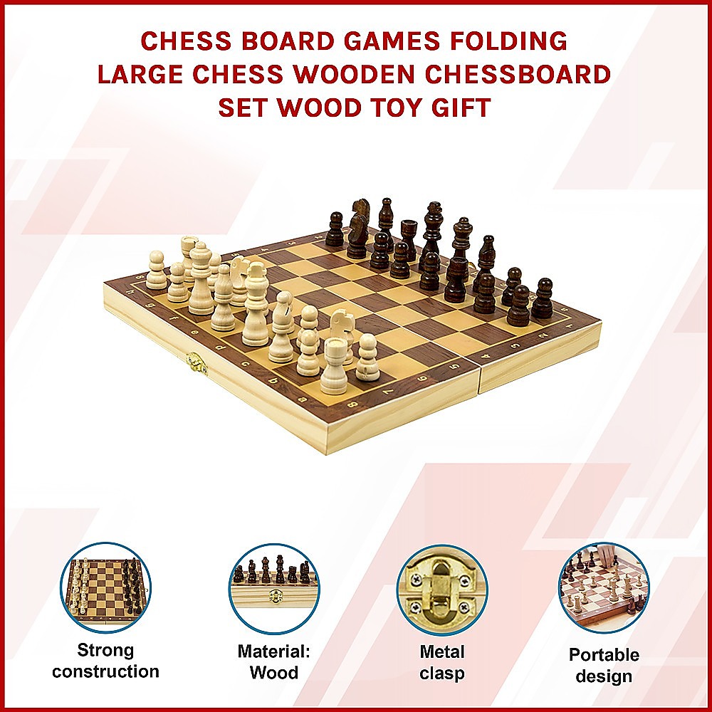 Chess Board Games Folding Large Chess Wooden Chessboard Set Wood Toy Gift V63-835571