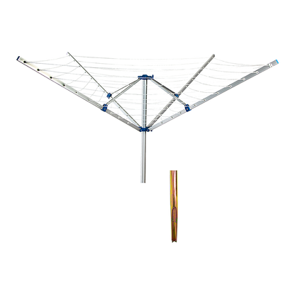 4 Arm Rotary Garden Washing Line Clothes Airer Dryer Outdoor Spike 40m Length V63-835591