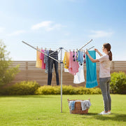 4 Arm Rotary Garden Washing Line Clothes Airer Dryer Outdoor Spike 40m Length V63-835591