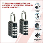 X2 Combination Padlock 4-Digit Outdoor Weatherproof Security School Lock Travel V63-835651