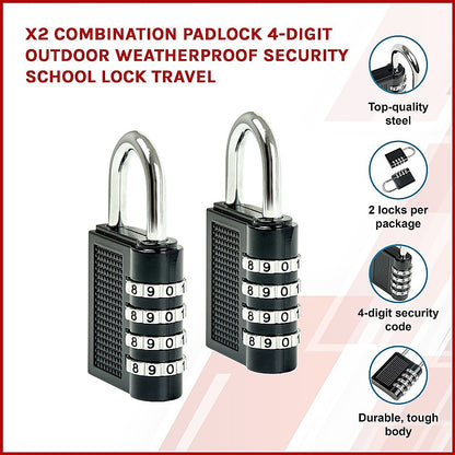 X2 Combination Padlock 4-Digit Outdoor Weatherproof Security School Lock Travel V63-835651