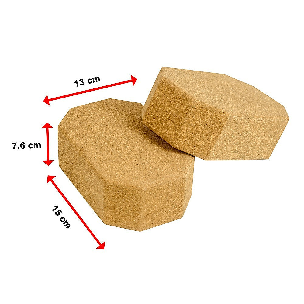 Natural Cork Octagon Yoga Blocks Brick Exercise 2 pcs Set Eco Non-Slip V63-835671
