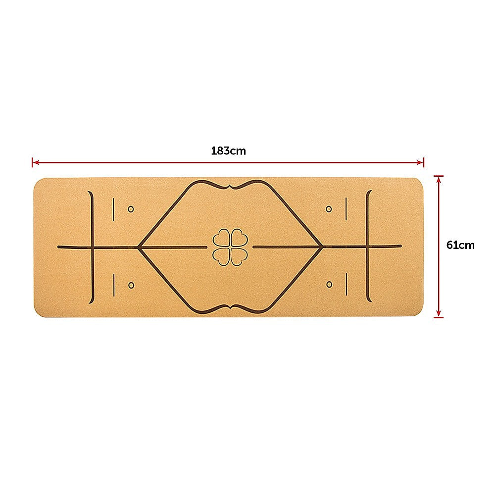 Natural Cork TPE Yoga Mat Sports Eco Friendly Exercise Fitness Gym Pilates V63-835681