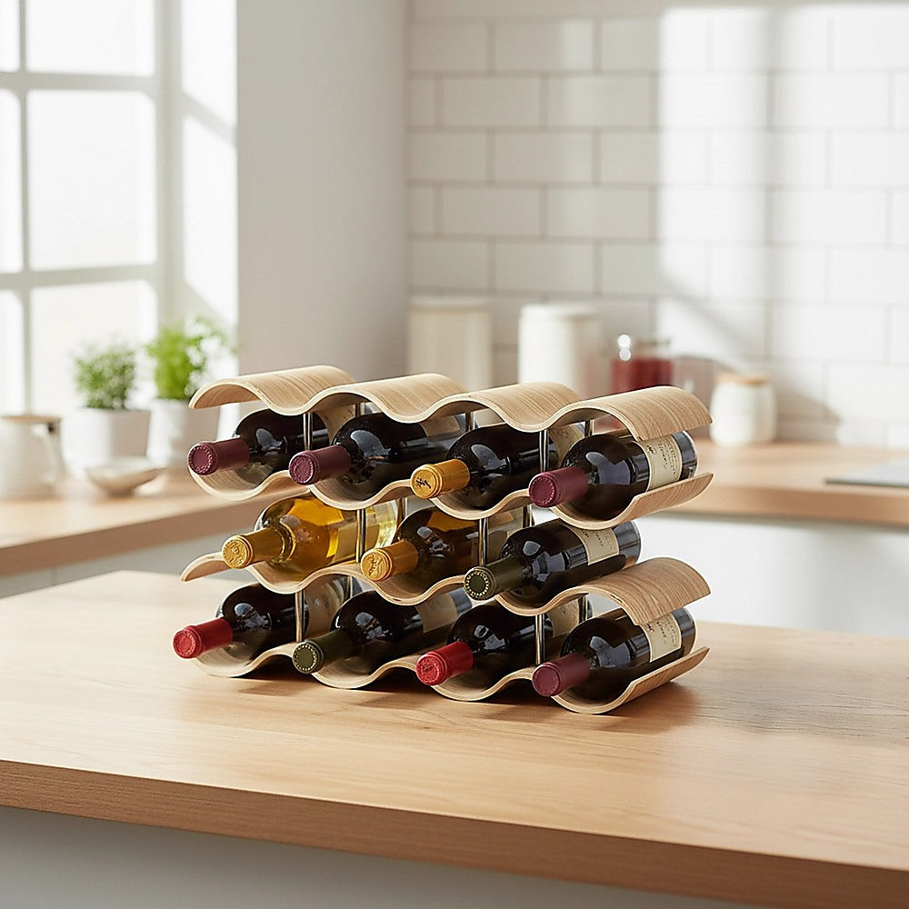 Wooden Wave Wine Rack/Creative Home Grape Wine Holder Shelf Cabinet/Bottle Rack V63-835691