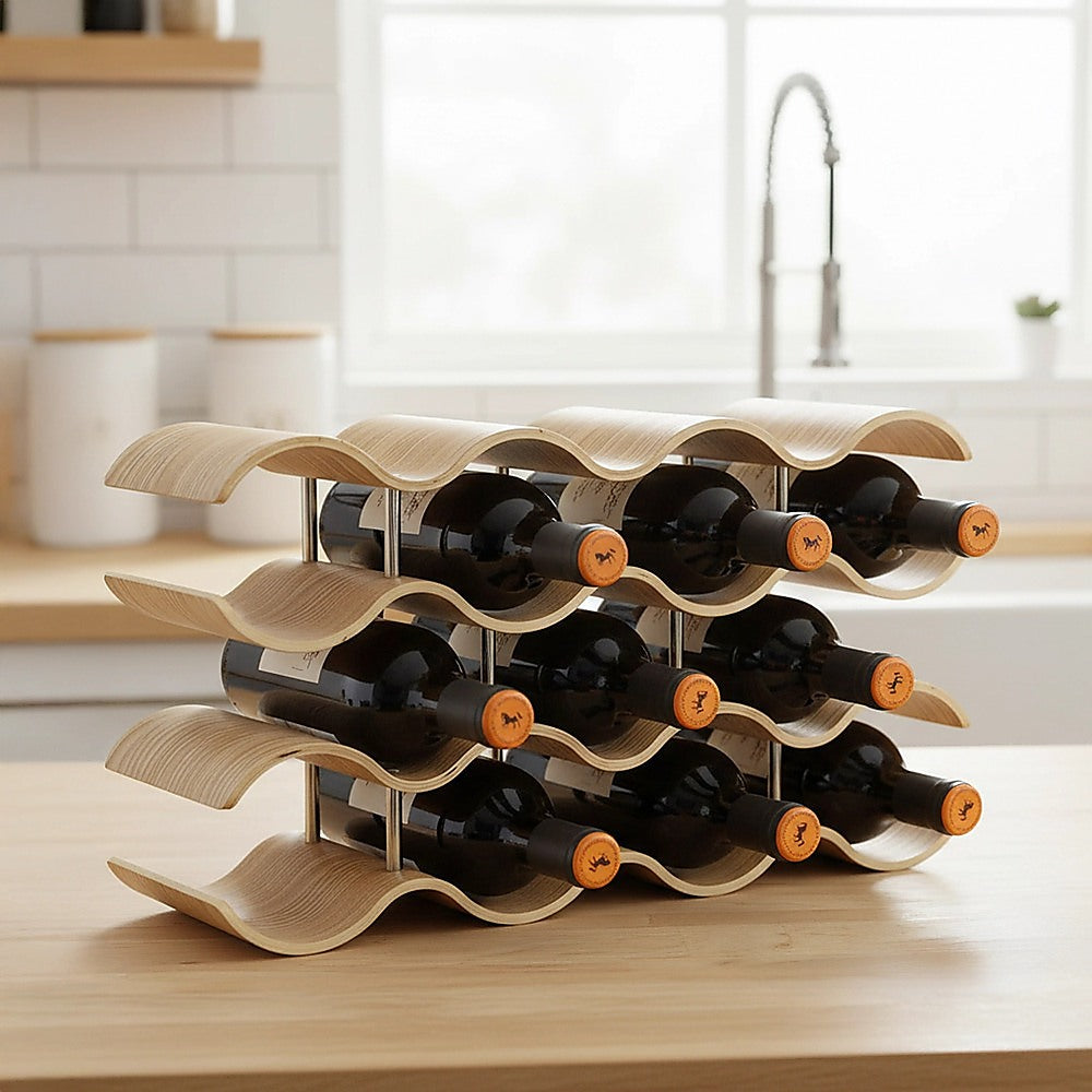 Wooden Wave Wine Rack/Creative Home Grape Wine Holder Shelf Cabinet/Bottle Rack V63-835691