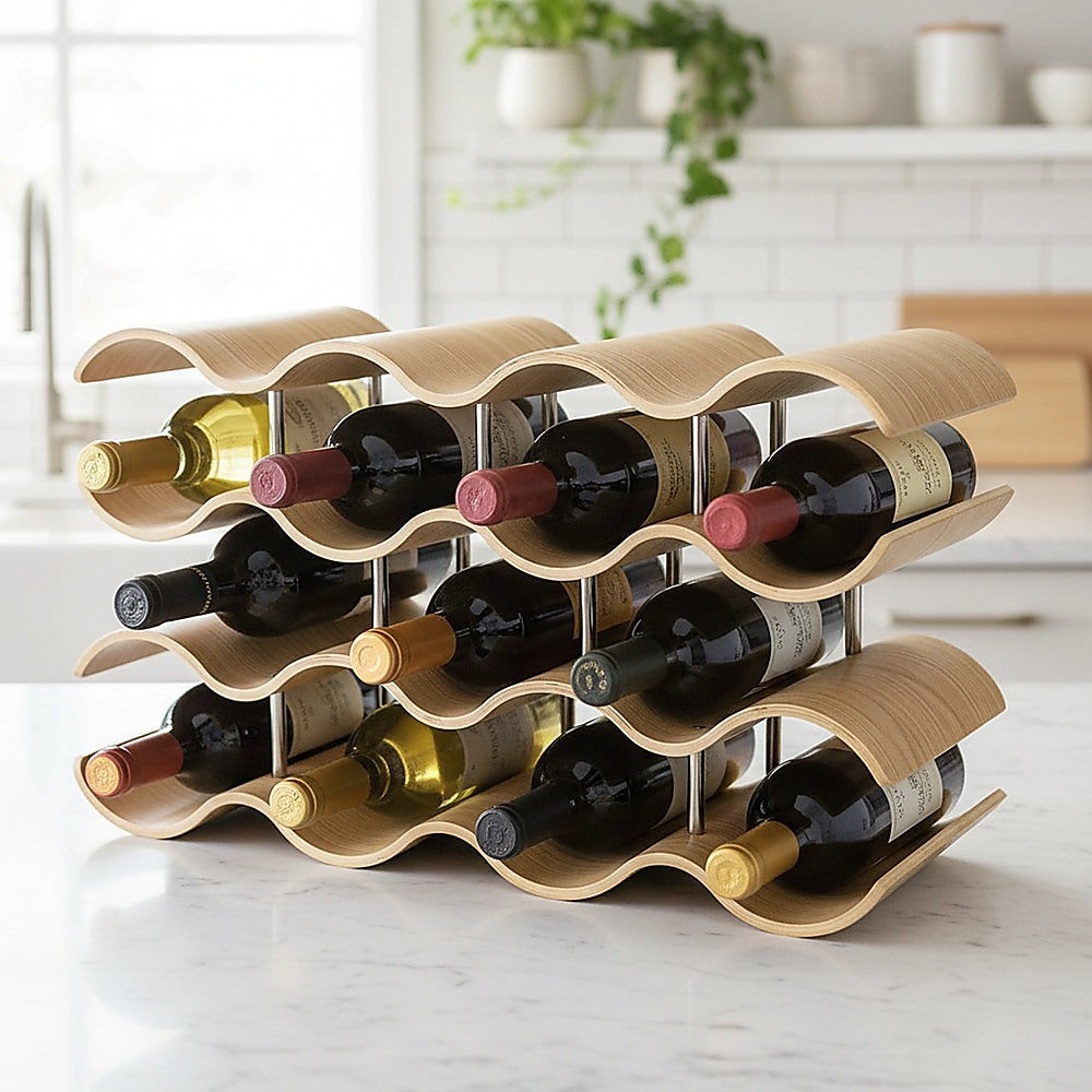 Wooden Wave Wine Rack/Creative Home Grape Wine Holder Shelf Cabinet/Bottle Rack V63-835691
