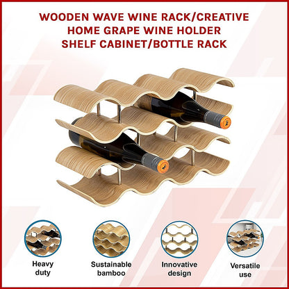 Wooden Wave Wine Rack/Creative Home Grape Wine Holder Shelf Cabinet/Bottle Rack V63-835691