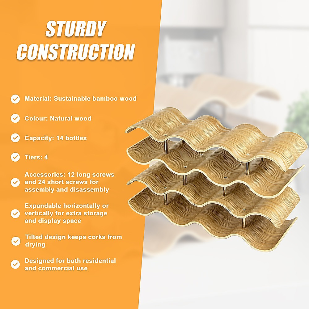 Wooden Wave Wine Rack/Creative Home Grape Wine Holder Shelf Cabinet/Bottle Rack V63-835691
