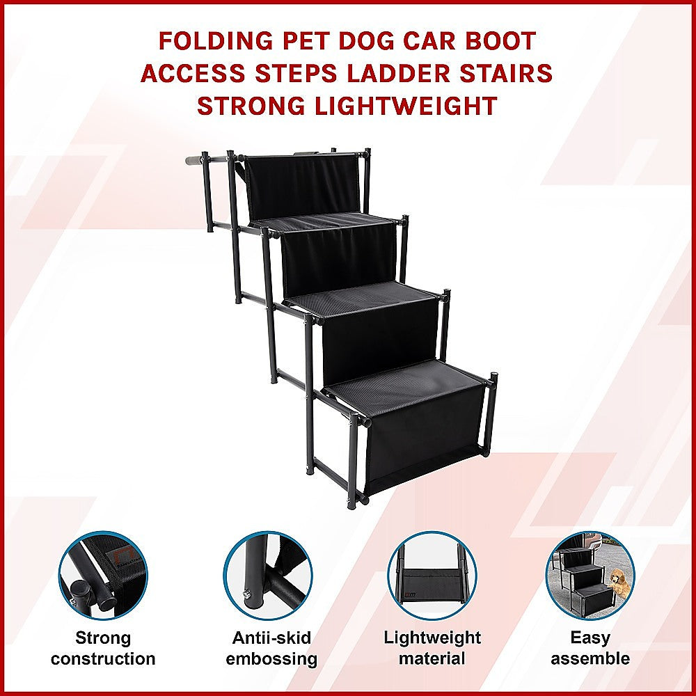 Folding Dog Car Boot Steps Ladder Lightweight Strong Pet Stairs V63-835751