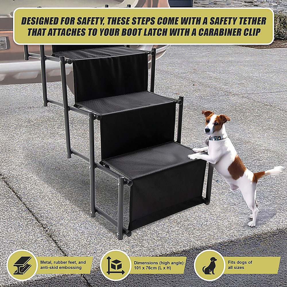 Folding Dog Car Boot Steps Ladder Lightweight Strong Pet Stairs V63-835751