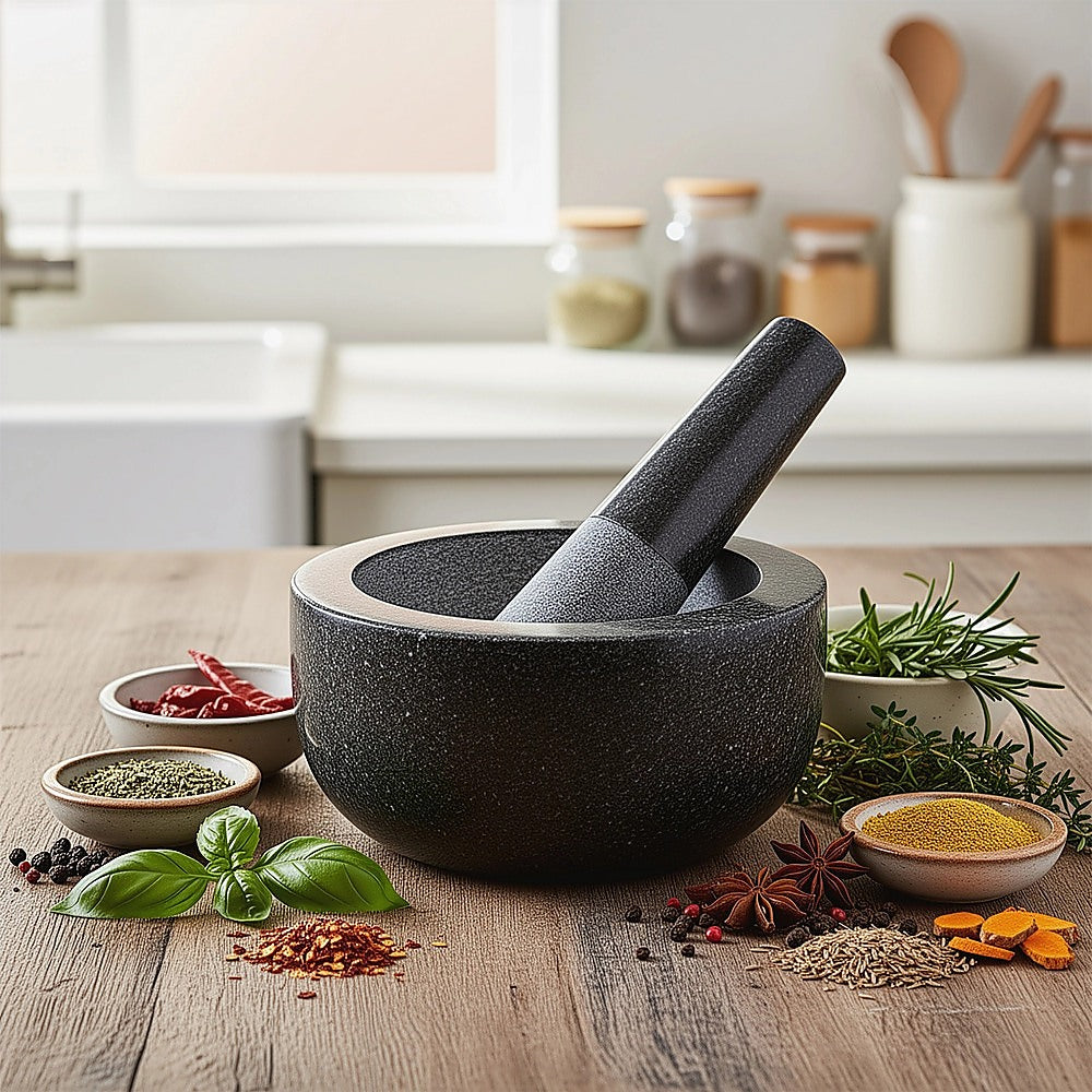 Large Pestle and Mortar Set Durable Granite Stone Spice & Herb Crusher V63-835761