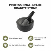 Large Pestle and Mortar Set Durable Granite Stone Spice & Herb Crusher V63-835761