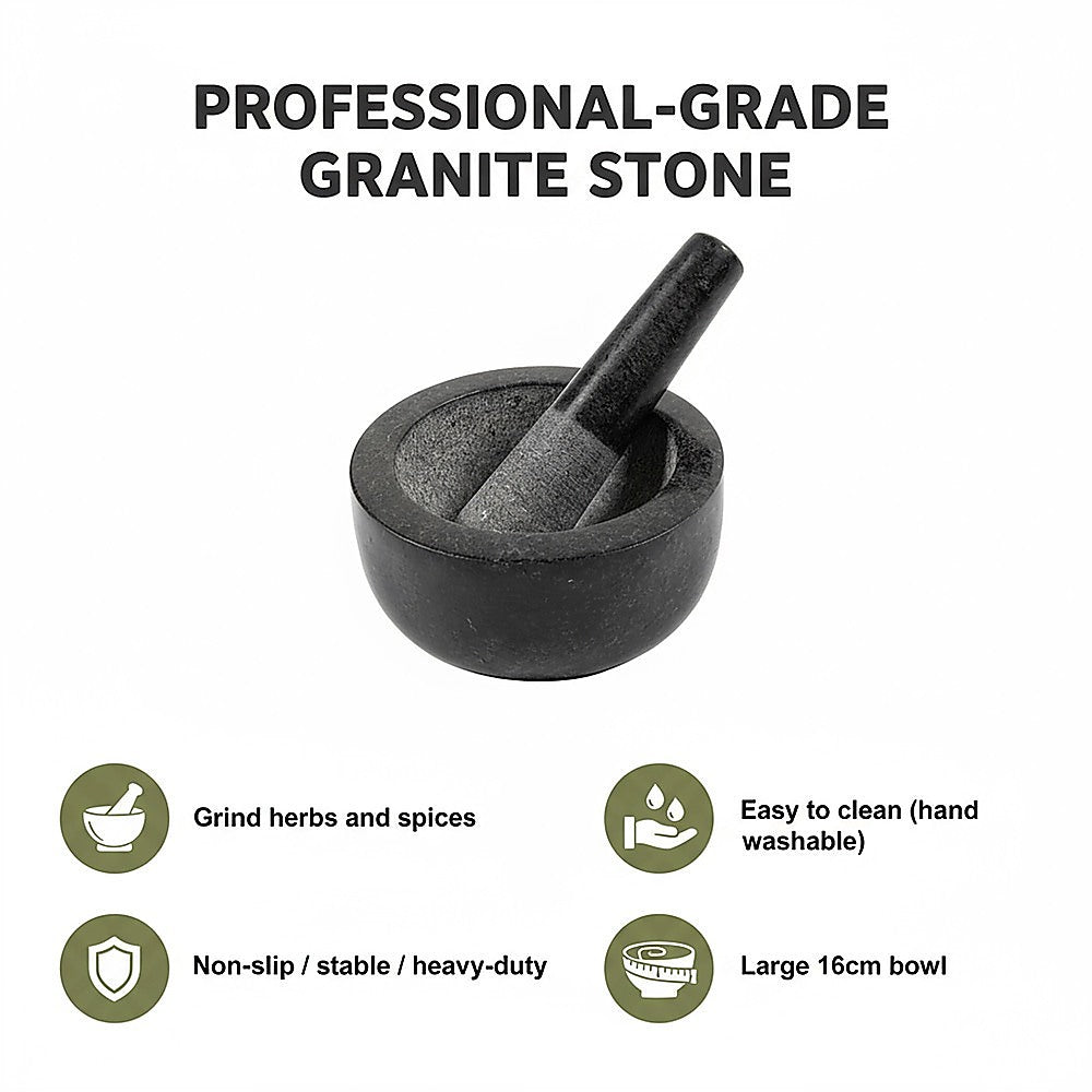 Large Pestle and Mortar Set Durable Granite Stone Spice & Herb Crusher V63-835761