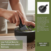 Large Pestle and Mortar Set Durable Granite Stone Spice & Herb Crusher V63-835761