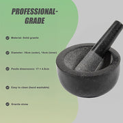 Large Pestle and Mortar Set Durable Granite Stone Spice & Herb Crusher V63-835761