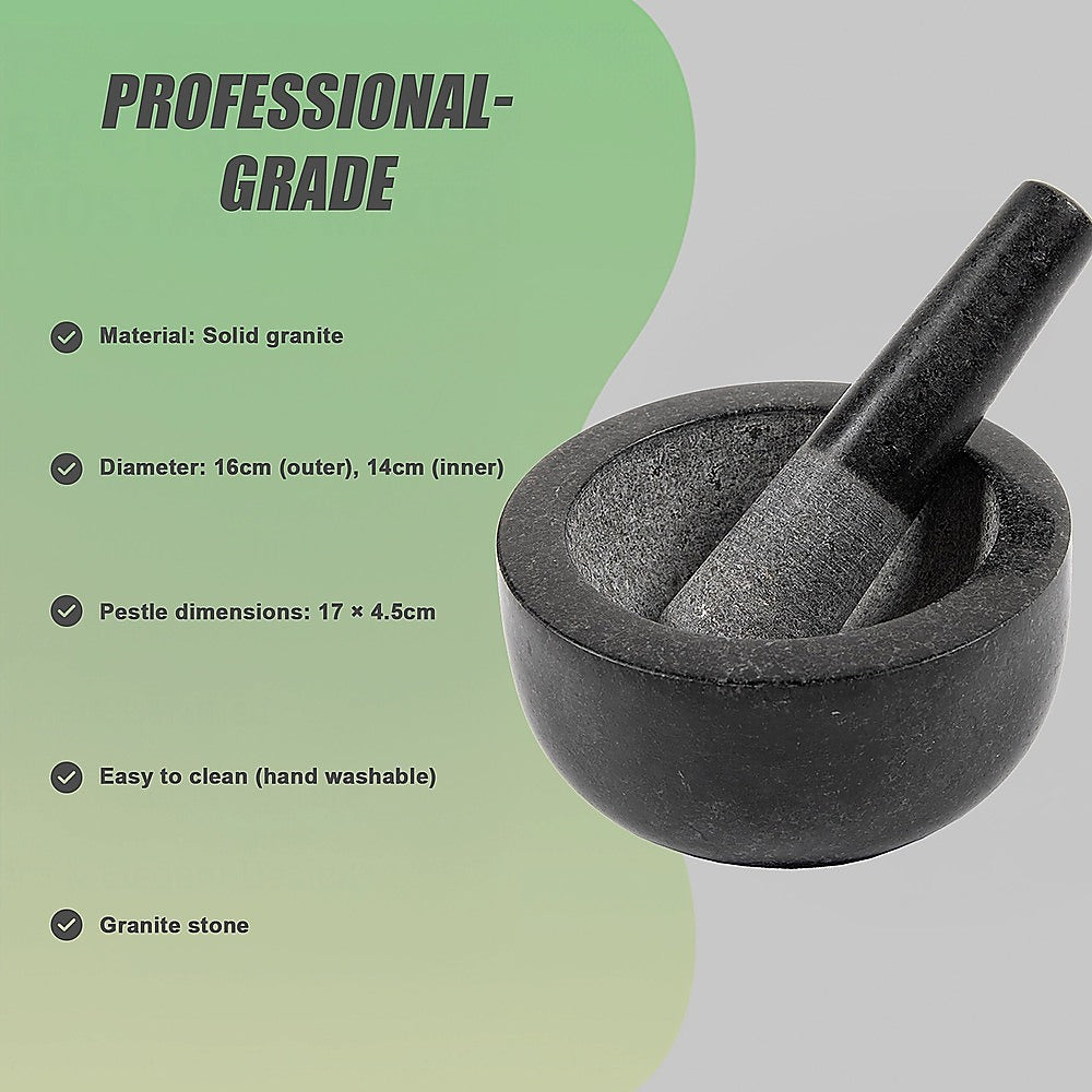 Large Pestle and Mortar Set Durable Granite Stone Spice & Herb Crusher V63-835761