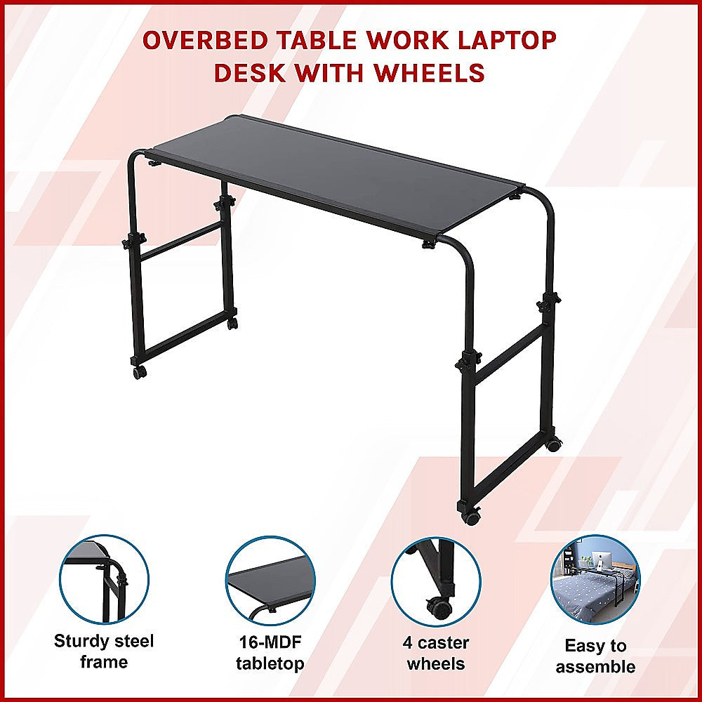 Overbed Table Work Laptop Desk with Wheels V63-835781