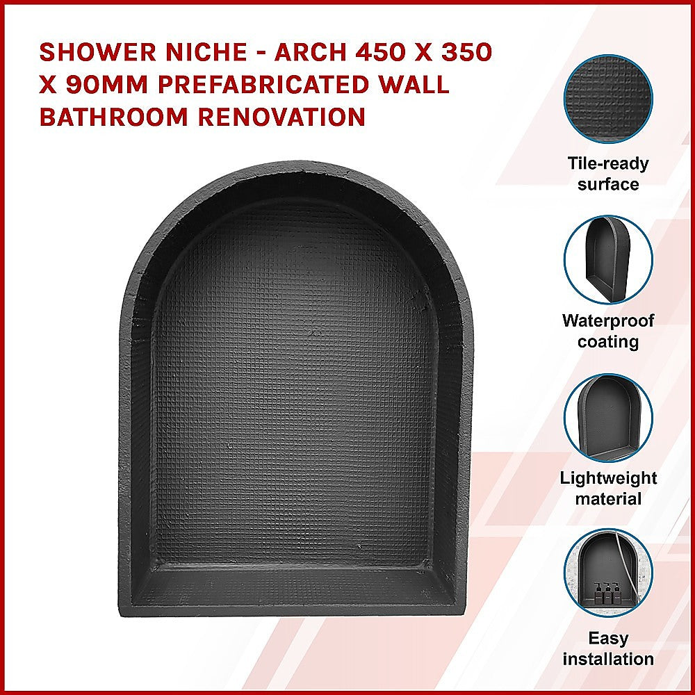Shower Niche - Arch 450 x 350 x 90mm Prefabricated Wall Bathroom Renovation V63-835801