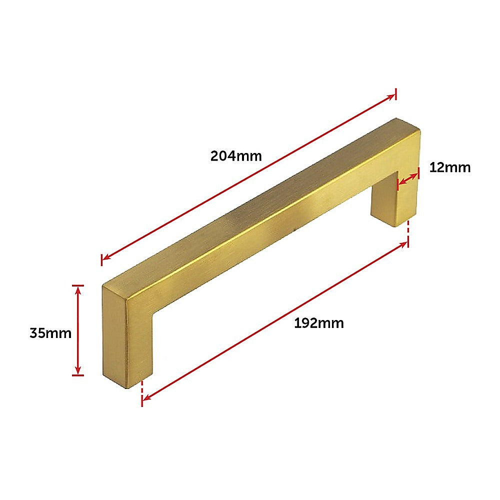 15 x Brushed Brass Drawer Pulls Kitchen Cabinet Handles - Gold Finish 192mm V63-835821