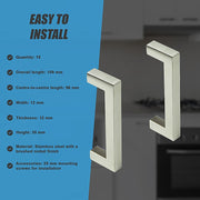 Brushed Nickel Stainless Steel Kitchen Cabinet Square Drawer Pull Door Handles 15-Pack V63-835851